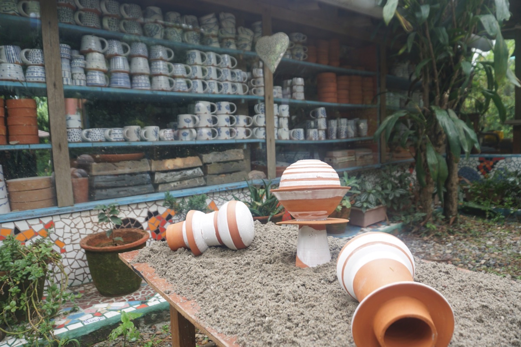 Ceramic works in studio